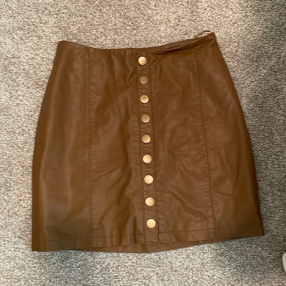 Free people brown leather skirt